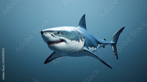  Majestic Great White Shark Swimming Elegantly Underwater in Ocean Deep