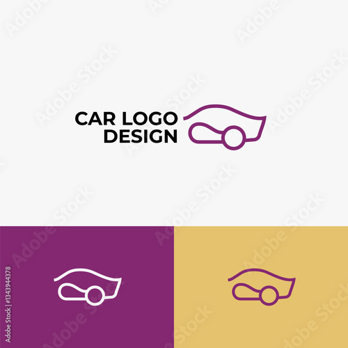 Car logo with lineart style, elegant design with clean lines that are modern and attractive.