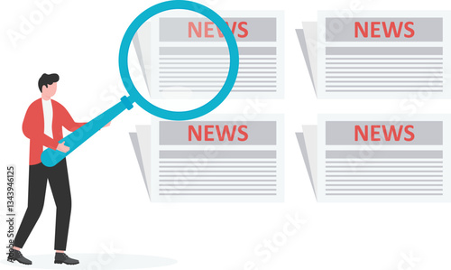 newspaper with magnifying glass

