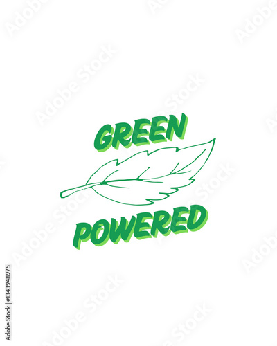 Green powered text design eco friendly logo