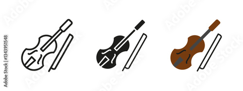 Violin icon. Classical string instrument vector illustration. Symbol of melody, harmony and orchestral performance. Acoustic music pictogram for concerts, symphonies and artistic expressions.