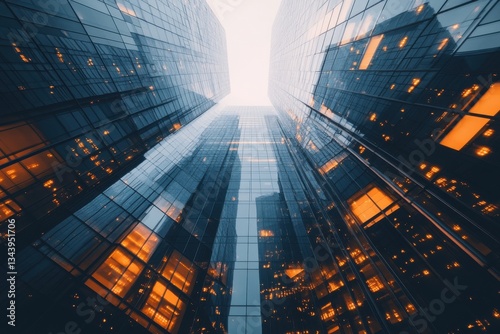 Wallpaper Mural Modern Skyscrapers Reflecting Light in Urban City Environment Torontodigital.ca