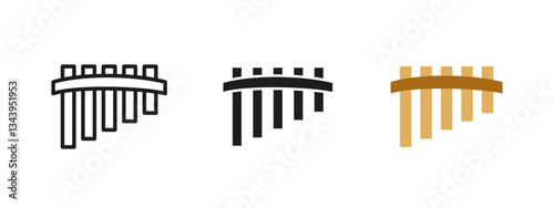 Panpipe icon. Traditional wind instrument vector illustration. Symbol of folk music, acoustic harmony and cultural performance. Used in symphonies, ethnic tunes and artistic expressions.