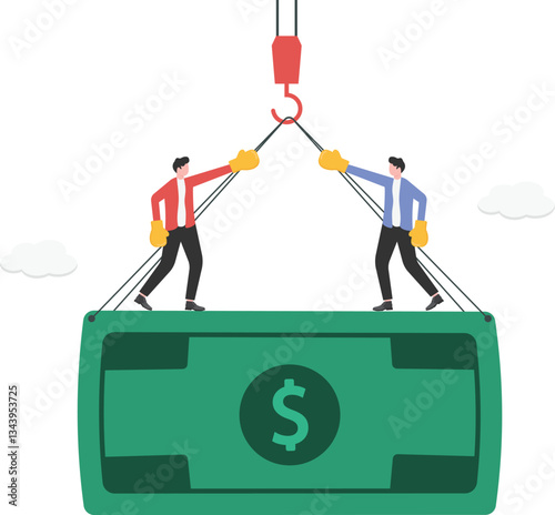 Container hanging on crane hook

