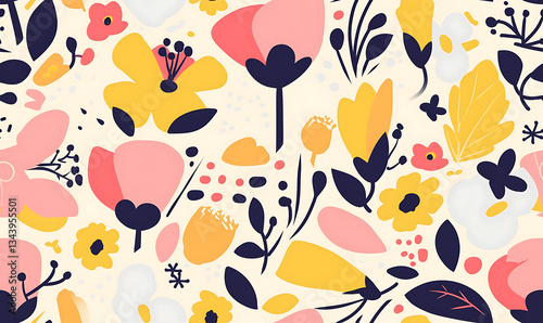 Creative 2D Doodle seamless pattern Floral or flower Illustrations