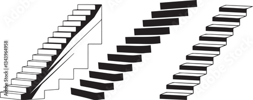 Abstract Illustration of Two Intertwined Stairways
