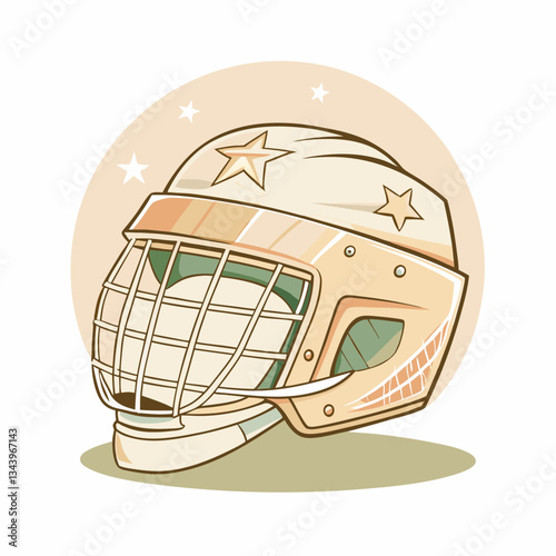 A hockey helmet with face guard, symbolizing sports safety gear, athletic protection, and hockey equipment for players.
