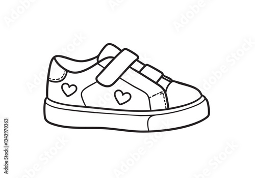  Cute Small Heart-Printed Shoes – A Fun and Stylish Coloring Book Page