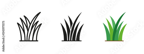 Grass icon. Natural lawn vector illustration. Green plant symbol representing outdoor vegetation and landscaping. Ecology, botany and environmental growth concept.
