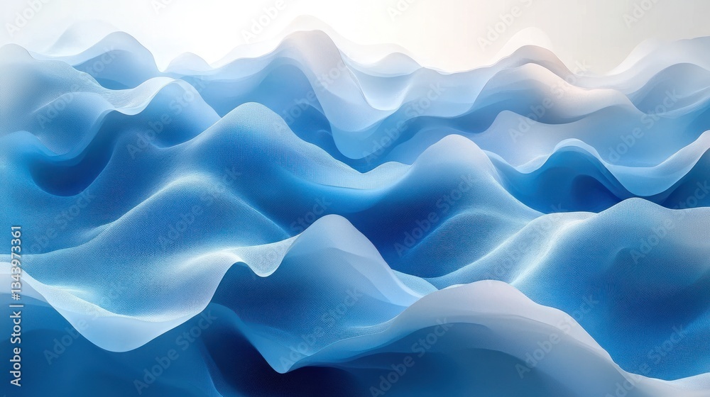 Obraz premium Abstract digital waves, blue, flowing, digital landscape, white background. Possible use background, wallpaper, graphic design