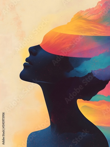 Abstract portrait of a woman with vibrant colors