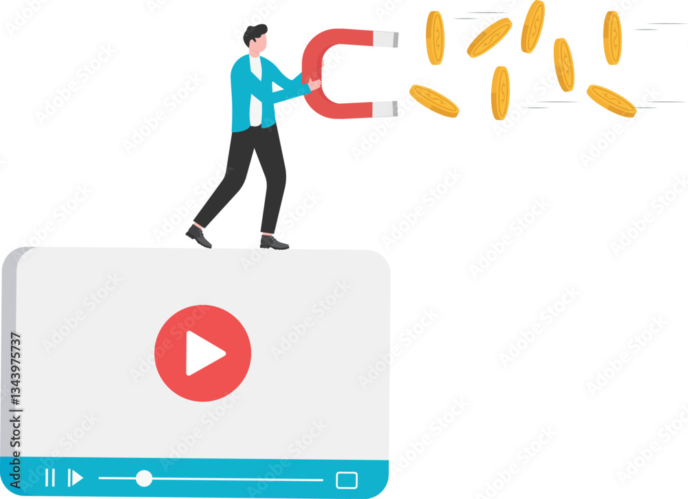 Concept of Video Subscription Marketing Model, Vlog. stock illustration

