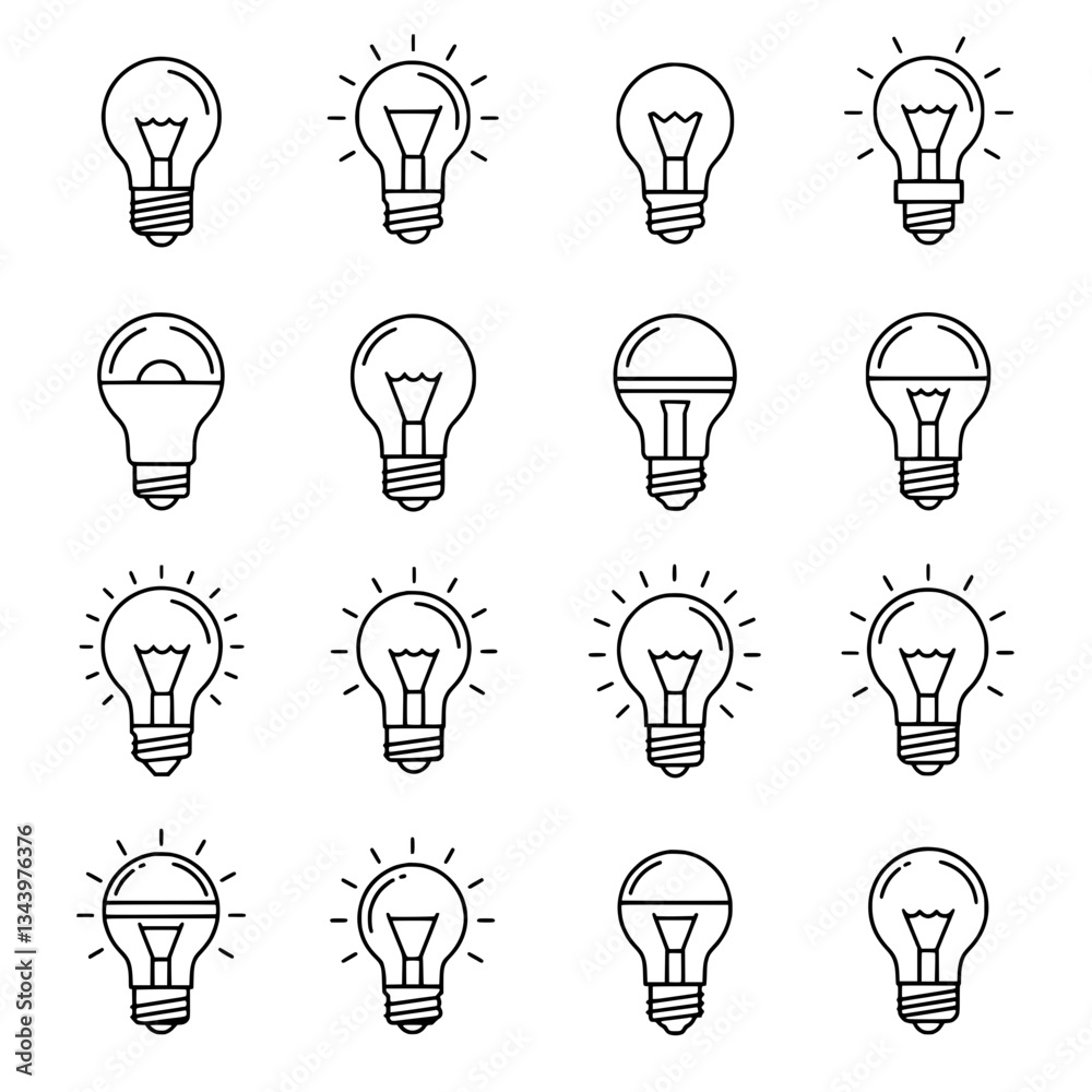 Illuminating Innovation: An artistic illustration presents a diverse collection of stylized light bulbs, representing ideas and creative concepts. Illuminating Innovation: An artistic illustration presents a diverse collection of stylized light bulbs, representing ideas and creative concepts.