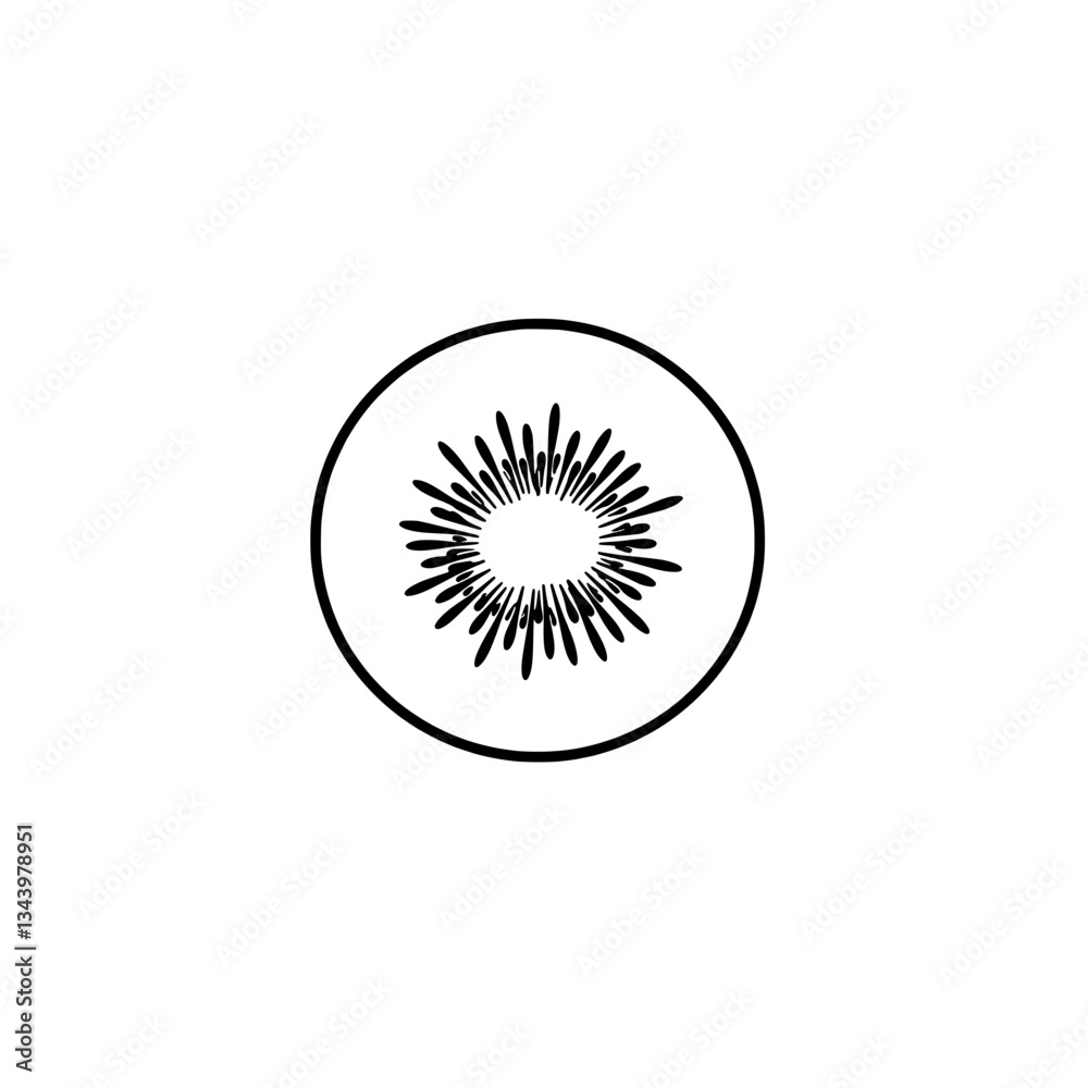 Fototapeta premium Radiant Burst Icon: A minimalist monochrome emblem captures the essence of a vibrant burst. It embodies a visual representation of energy, creativity, and new beginnings. 