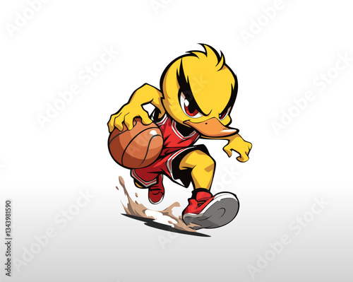 A bold esports logo featuring a fierce duck wearing a basketball jersey, symbolizing power, competitiveness, and team spirit in gaming