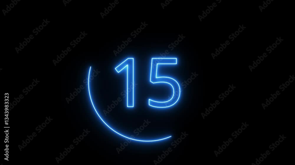 Neon shiny countdown seconds 20 to 0.