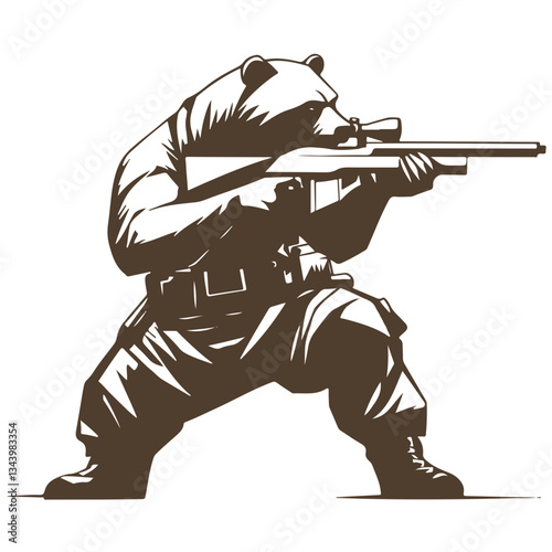 Cartoon Bear Holding a Rifle with Scope