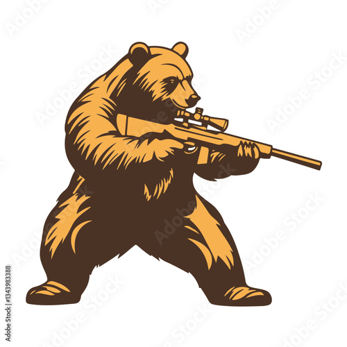 Cartoon Bear Holding a Rifle with Scope