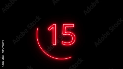 Neon shiny countdown seconds 20 to 0.