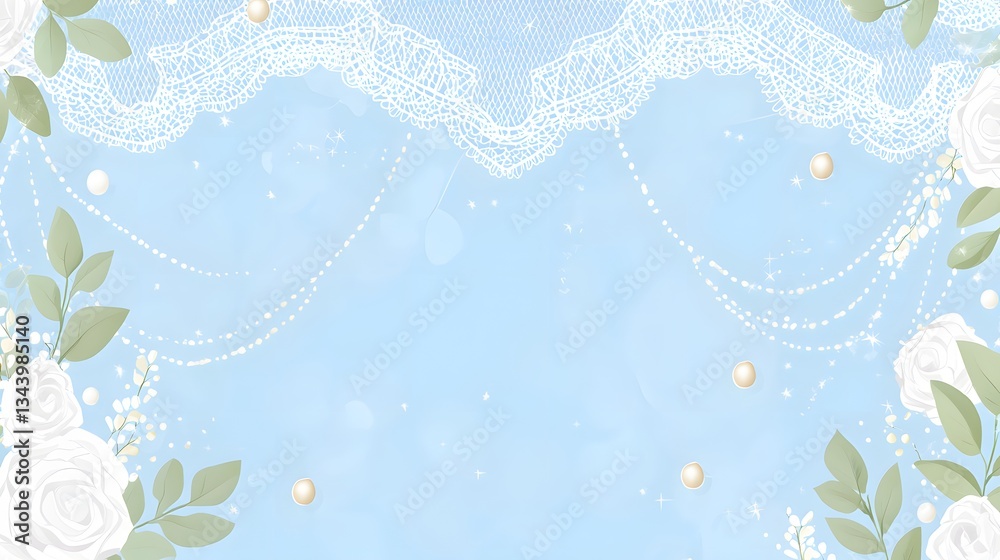 Elegant Floral Background with Pastel Blue and White Elements for Wedding Decorations Elegant Floral Background with Pastel Blue and White Elements for Wedding Decorations