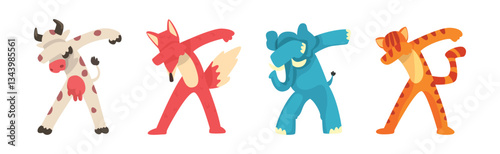 Various Animals Standing in Dub Dancing Pose Vector Set