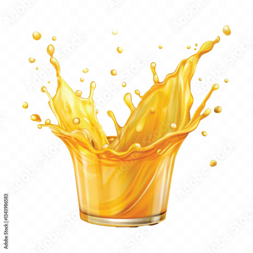 abstract 3d orange or mango juice crown splash in different style isolated on white background 