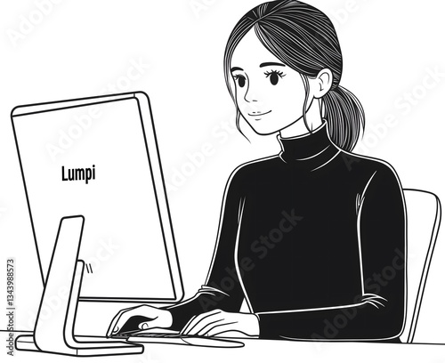 Woman working on a computer