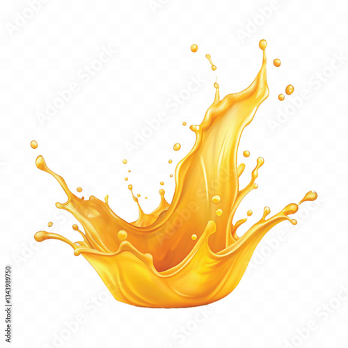 abstract 3d orange or mango juice crown splash in different style isolated on white background 