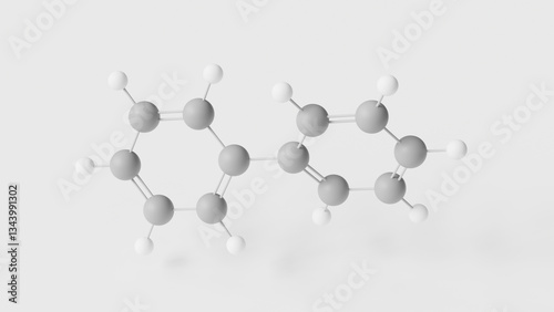 biphenyl molecule 3d, molecular structure, ball and stick model, structural chemical formula e230