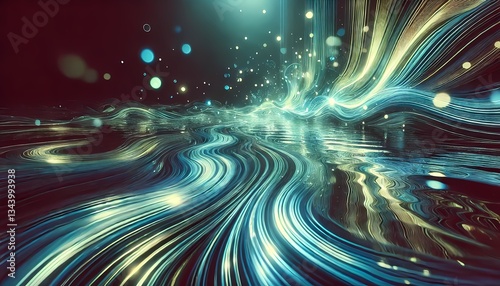 A mesmerizing abstract background and wallpaper featuring glowing water ripples in shades of blue and green, reflecting light