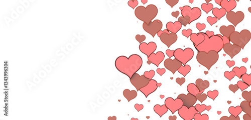 Red heart love confettis. V...