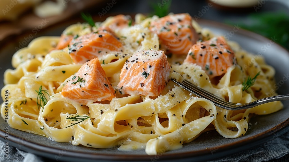 custom made wallpaper toronto digitalCreamy pasta with pan-seared salmon, dill, and pepper