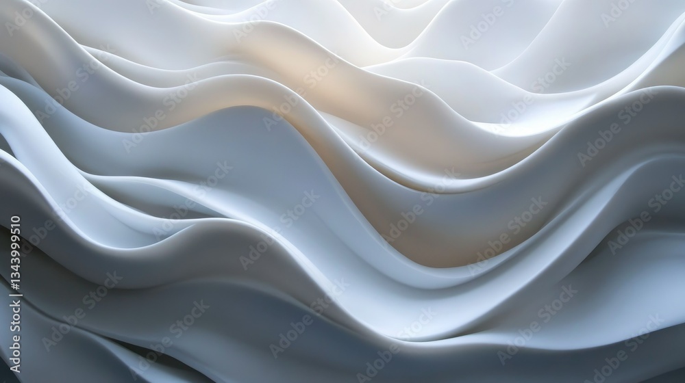 Fototapeta premium 3D layered white background with gentle overlapping waves, creating depth and elegance.