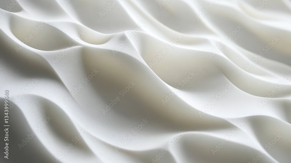 Obraz premium 3D layered white background with gentle overlapping waves, creating depth and elegance.