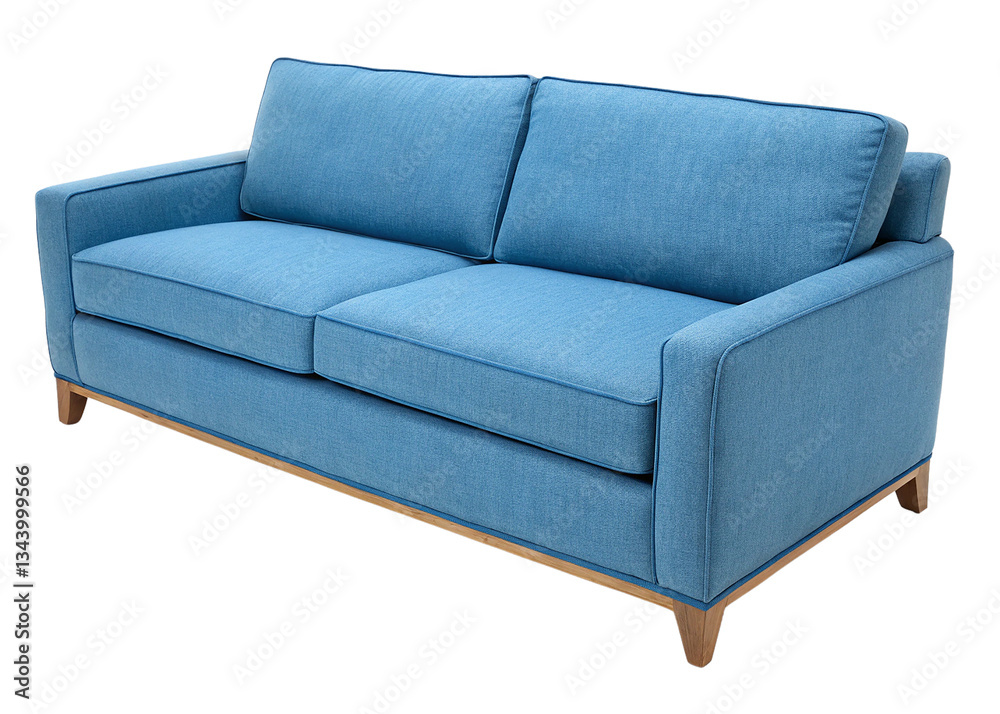 Fototapeta premium Blue Sofa Against White Backdrop