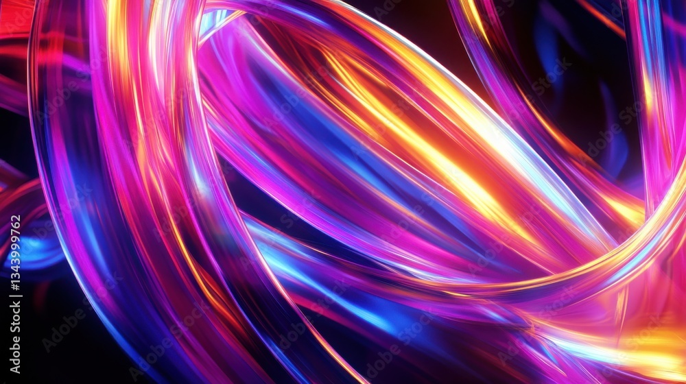 Fototapeta premium Vibrant Swirling Lights with Colorful Glow on Dark Background
