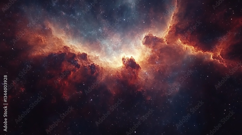 Fototapeta premium A Vivid Cosmic Nebula Presents An Expansive Celestial Display