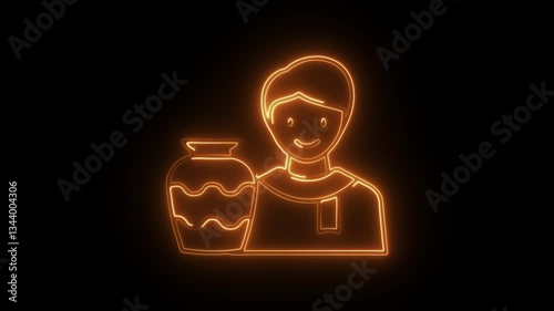 Glowing neon antiquarian icon isolated on black background. HD Video motion graphic animation