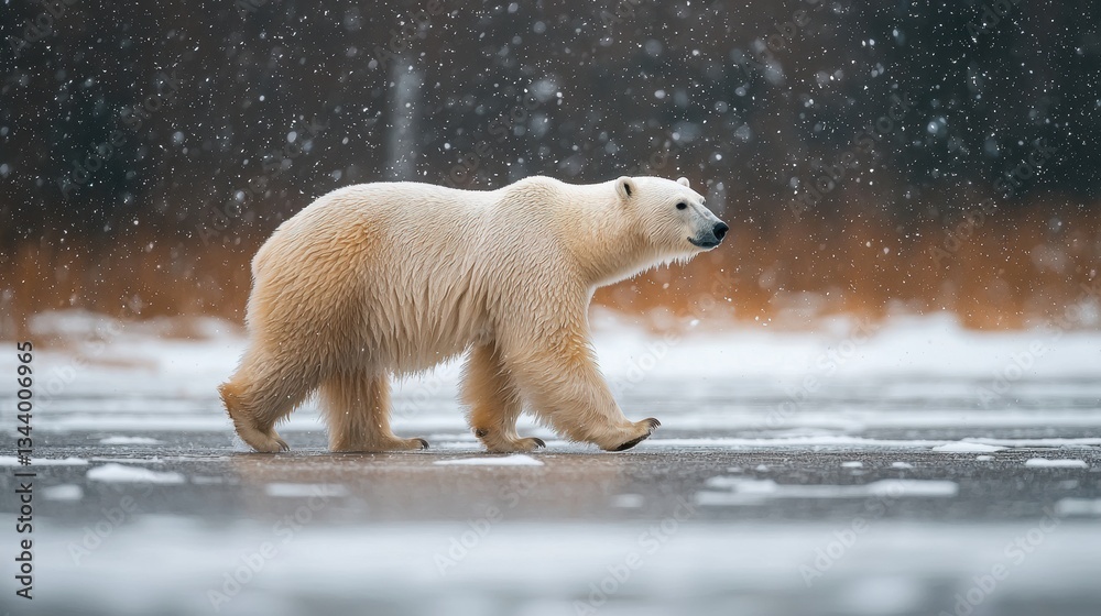 Witness the Majesty A Polar Bear Walking Through a Blizzard, an Emblem of Unyielding Resilience Explore the Power and Beauty of Arctic Wildlife, as this magnificent creature braves the harsh elements Witness the Majesty A Polar Bear Walking Through a Blizzard, an Emblem of Unyielding Resilience Explore the Power and Beauty of Arctic Wildlife, as this magnificent creature braves the harsh elements