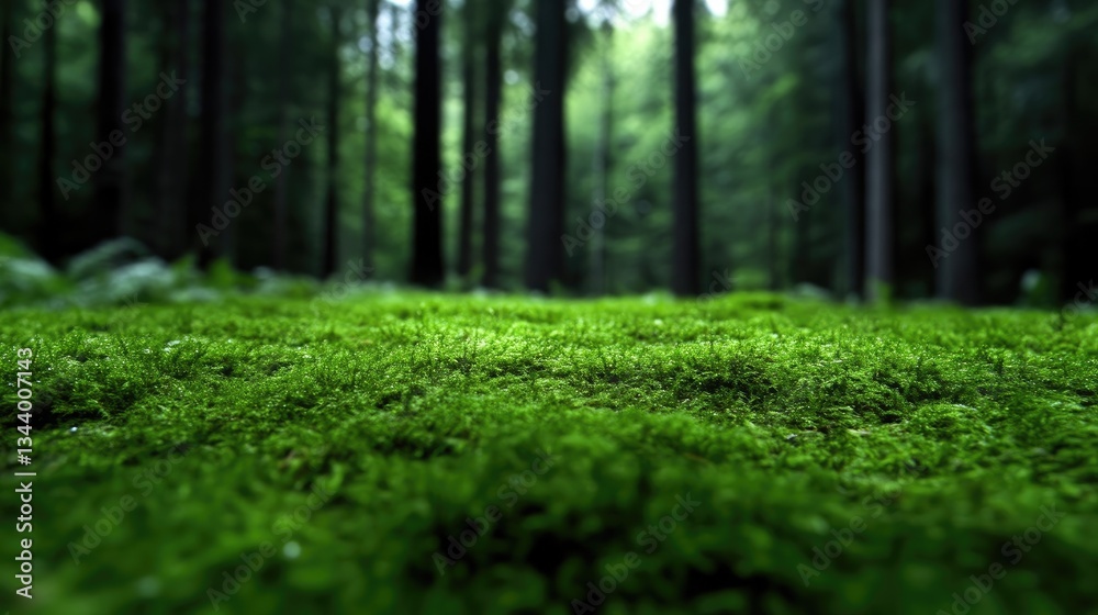 Fototapeta premium Lush green moss carpet in a forest