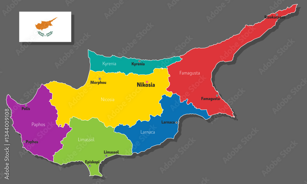 Obraz premium Vector map of Cyprus