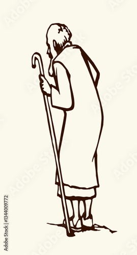 Vector drawing. Jewish man walk
