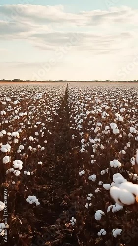 A shot of a cotton field with fluffy white bolls ready for harvest