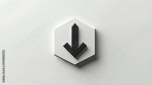 A downward arrow is on a white background