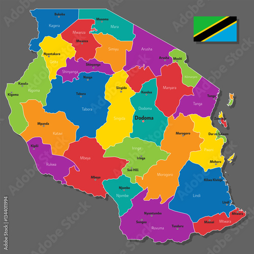 Vector map of Tanzania