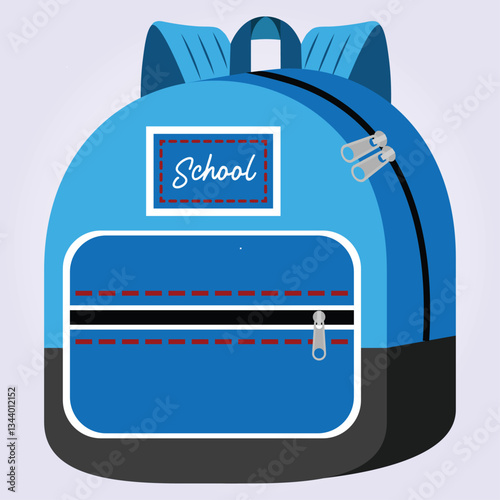 Backpack blue school satchel bag vector emoji illustration