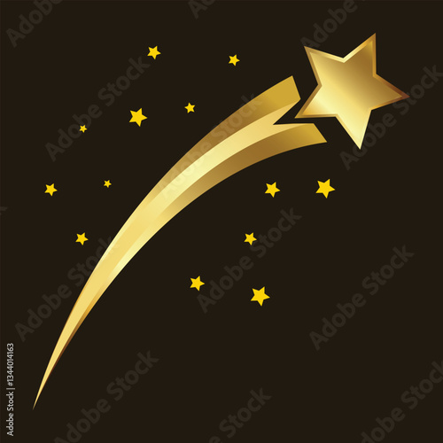 golden shooting star on black background