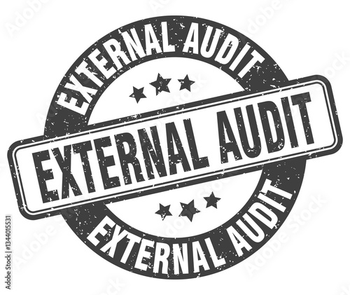 external audit stamp. external audit label. round grunge sign