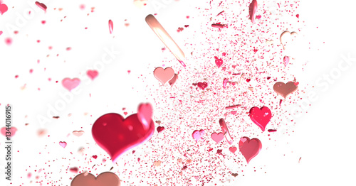 3D illustration of hearts f...
