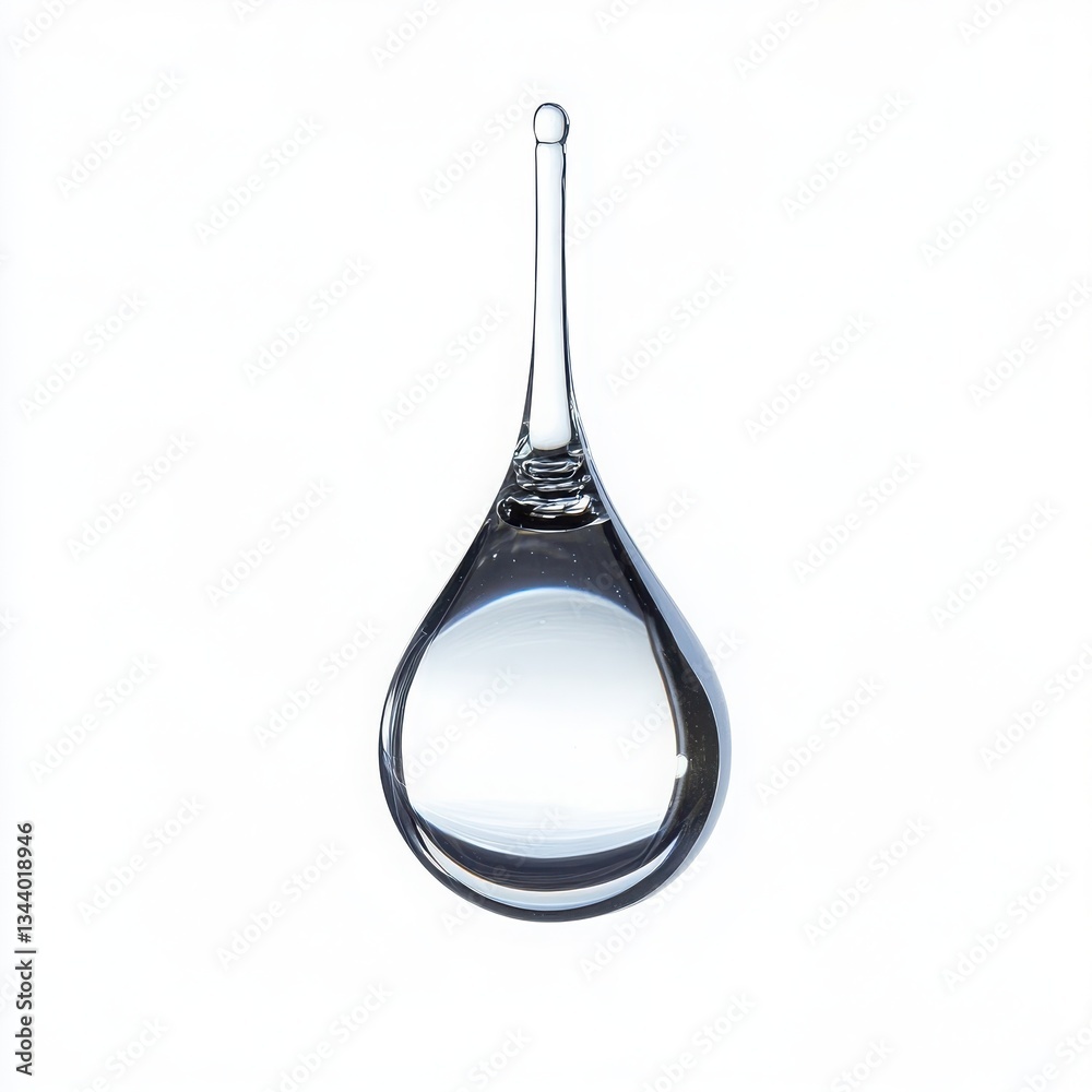 A single teardrop of water suspended in mid air glistening with light reflection A single teardrop of water suspended in mid air glistening with light reflection